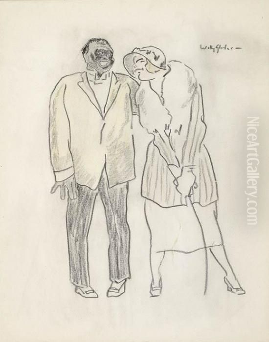 Woman With Servant Oil Painting by Willy Sluyters