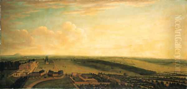 An extensive view of Market Bosworth Hall, Leicestershire Oil Painting by English School