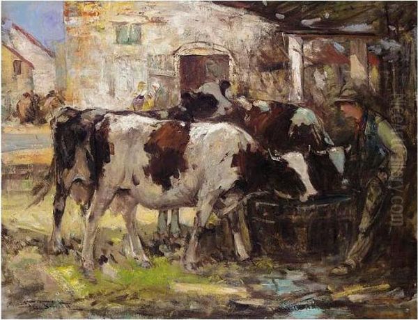 The Watering Place Oil Painting by George Smith