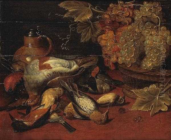 A Still Life With Grapes, A Tankard And Gamebirds Oil Painting by Frans Snyders
