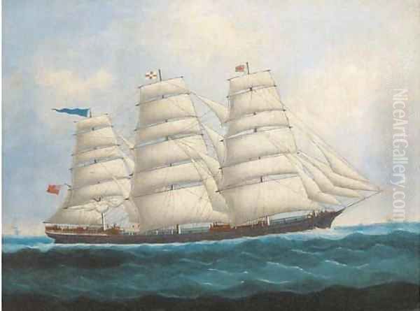 A three-master calling for a pilot offshore Oil Painting by English School