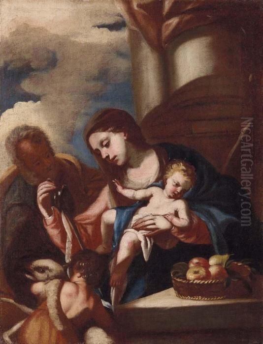 Sacra Famiglia Con Sangiovannino Oil Painting by Francesco Solimena