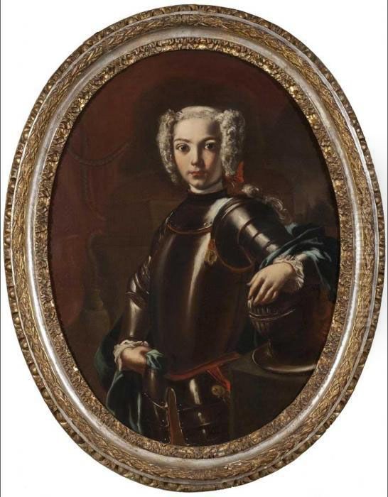 Ritratto Di Giovane In Armatura
 (carlo Edoardo Di Scozia?) Oil Painting by Francesco Solimena