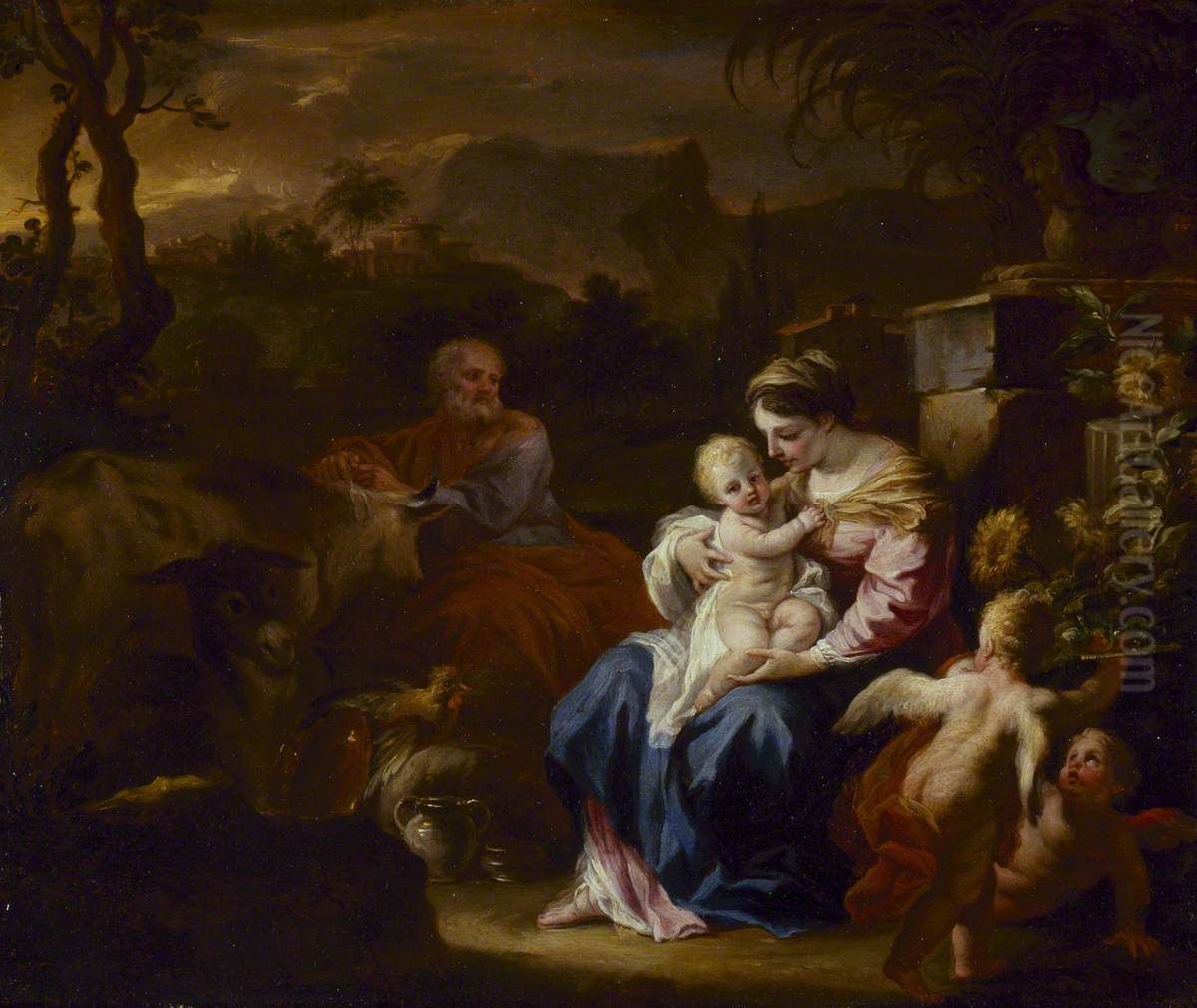 The Rest On The Flight Into Egypt Oil Painting by Francesco Solimena