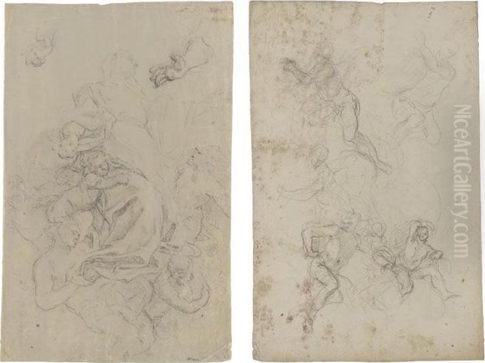 Recto: The Assumption Verso: Several Studies Of Figures Oil Painting by Francesco Solimena
