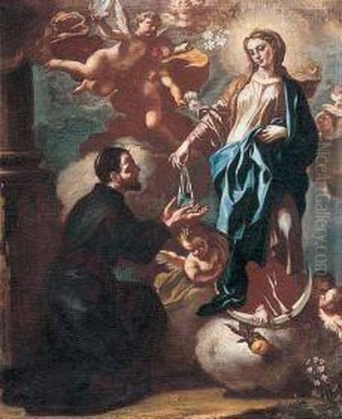 Madonna Assunta Con Un Santo E Cherubini Oil Painting by Francesco Solimena