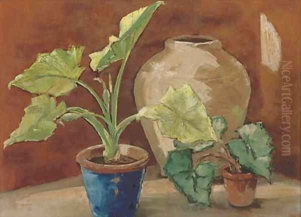 Plants and pots Oil Painting by English School