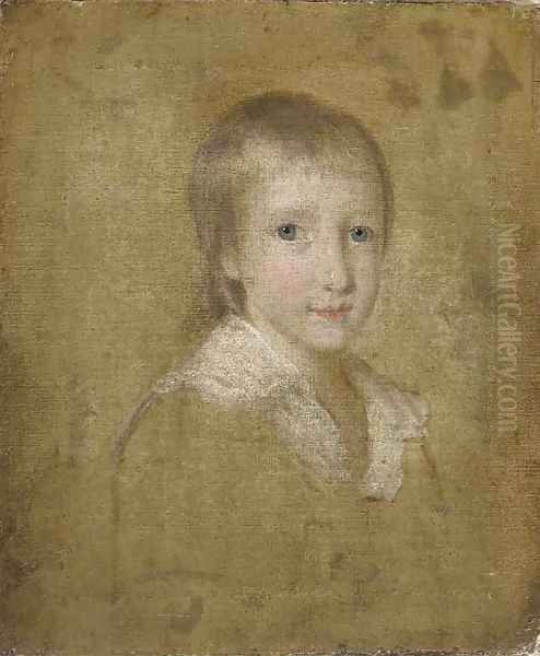 Portrait of John Stevenson, aged 6 years Oil Painting by English School