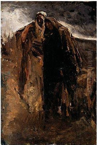 Estudio De Las Figuras De La Virgen
Maria Y San Juan Para 
El Entierro De
Cristo Oil Painting by Joaquin Sorolla Y Bastida