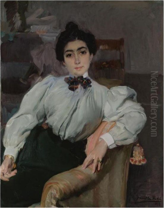 Retrato De Isabel Herraud De 
Fernandez Corella (portrait Of Isabel Herraud De Fernandez Corella) Oil Painting by Joaquin Sorolla Y Bastida