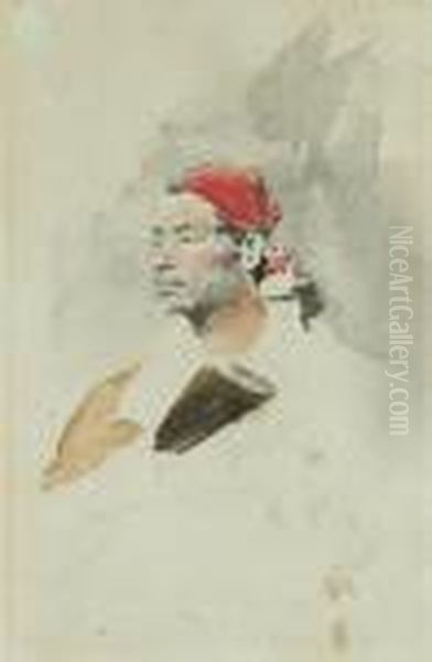 Bandolero.
 Aguada Sobre Papel. 19 X 13 Cms Oil Painting by Joaquin Sorolla Y Bastida