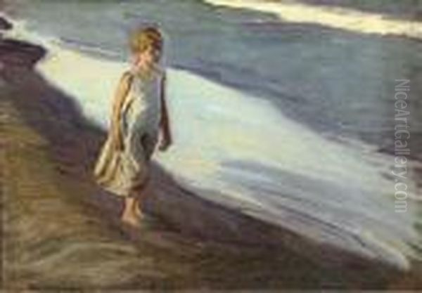 Nina En La Playa Oil Painting by Joaquin Sorolla Y Bastida
