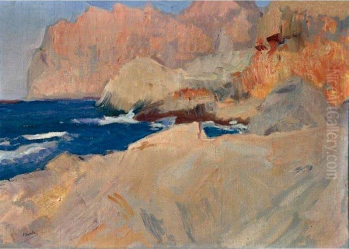 Cala De San Vicente, Mallorca (the Cove At San Vicente, Mallorca) Oil Painting by Joaquin Sorolla Y Bastida