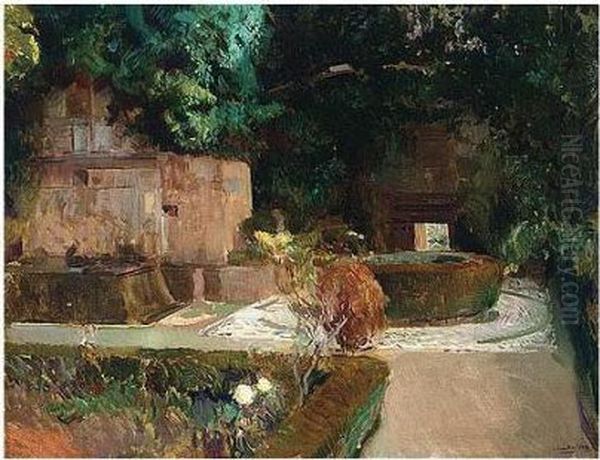 Jardin De Los Adarves, La 
Alhambra, Granada (garden Of The Adarves, The Alhambra, Granada) Oil Painting by Joaquin Sorolla Y Bastida