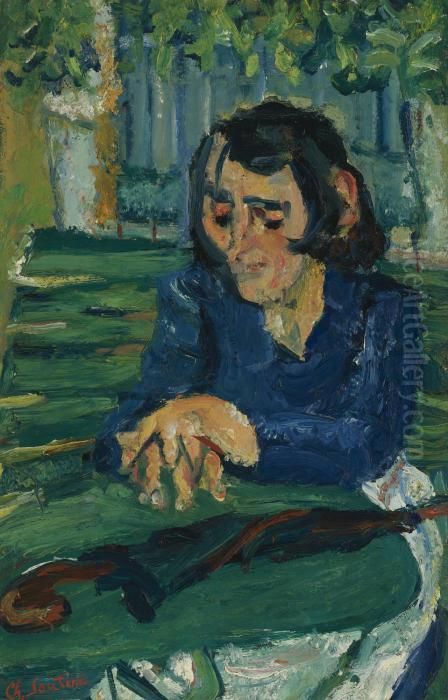 Femme Au Parapluie Oil Painting by Chaim Soutine