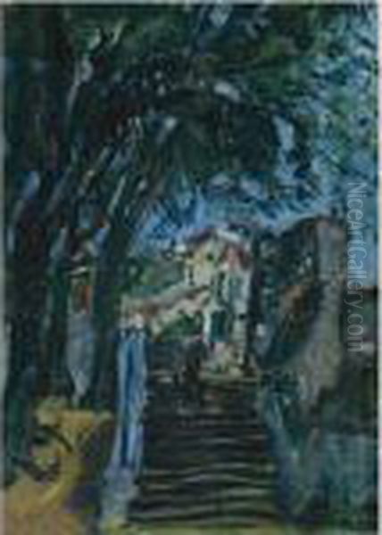 Les Escaliers A Chartres Oil Painting by Chaim Soutine