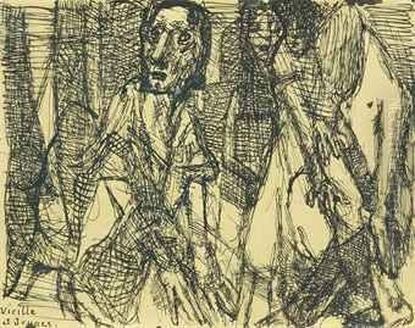 Vieille Et Jeunes Oil Painting by Louis Soutter