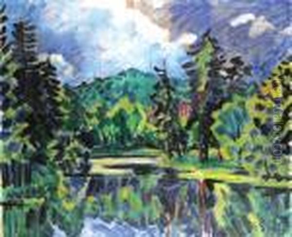 Cerny Rybnik Oil Painting by Vaclav Spala