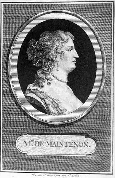 Francoise dAubigne, Madame de Maintenon 1635-1719 Oil Painting by Augustin de Saint-Aubin