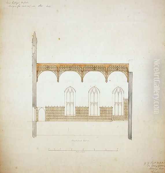 New College Oxford Design for New Hall Roof, 1865 3 Oil Painting by Sir George Gilbert Scott