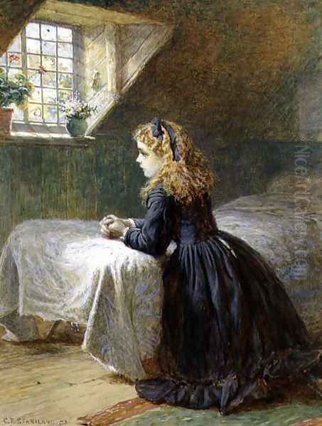 Morning Prayers, 1873 Oil Painting by Charles J. Staniland