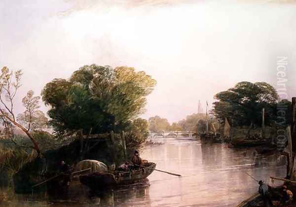 The Thames at Kew Oil Painting by John Francis Salmon