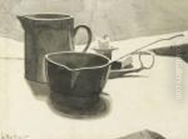 Cruche A Lait, Casserole Et Bougeoir Oil Painting by Leon Spilliaert