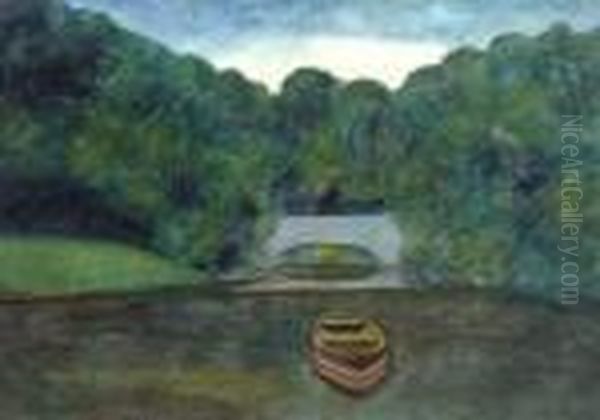 Parc D'ostende, Pont, Etang Et Bateau Oil Painting by Leon Spilliaert