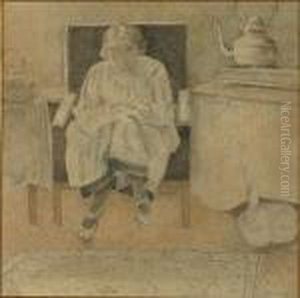 Mevrouw Spilliaert Ineen Interieur.
Madame Spilliaert Dans Un Interieur Oil Painting by Leon Spilliaert