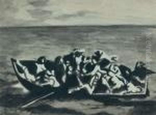 La Barque De Charon
 - Collection Particuliere Belgique. Oil Painting by Leon Spilliaert