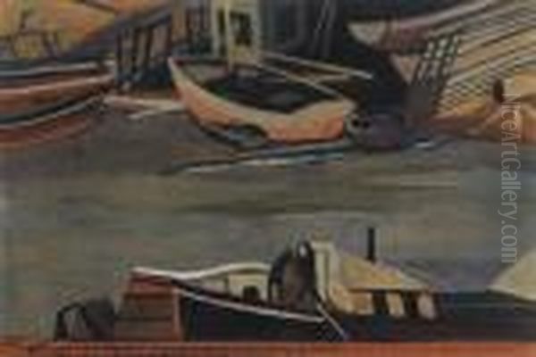Scheepswerf Te Oostende - Chantier Naval A Ostende (ca.
 1924-1926) Oil Painting by Leon Spilliaert
