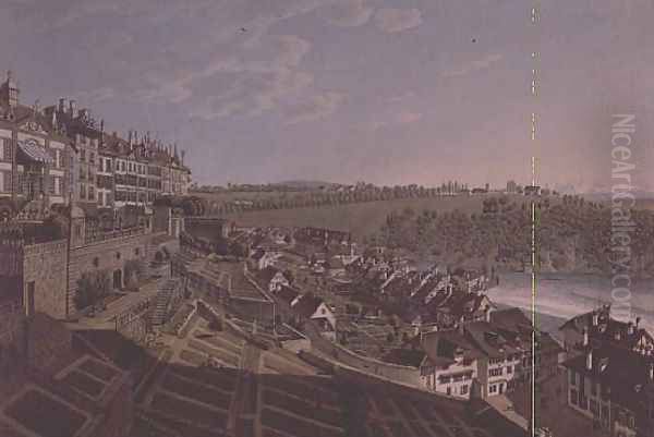 A view of Berne, with the Cathedral overlooking the Aar Oil Painting by Franz Schmidt