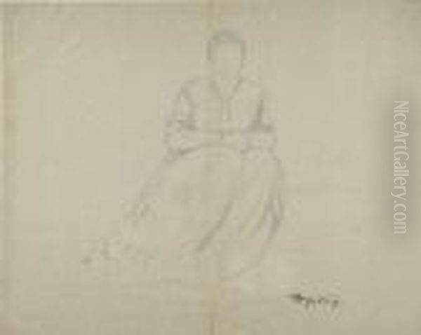 Skizze Einer Sitzenden. Oil Painting by Carl Spitzweg