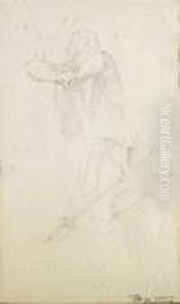Studies Of A Guard Commander. 
Pencil On Paper, Stamp Of The Artist's Estate, Verso Study Of A Kneeling
 Man, Stamp Of The Artist's Estate Oil Painting by Carl Spitzweg
