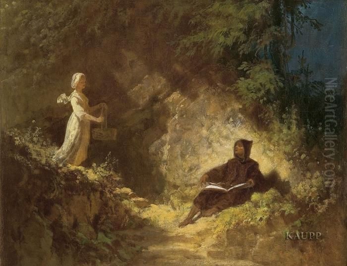 Die Versuchung Oil Painting by Carl Spitzweg