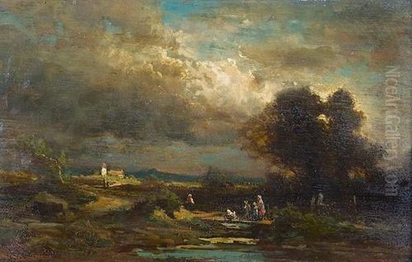 Landschaft Mit Aufziehendem Gewitter. Oil Painting by Carl Spitzweg