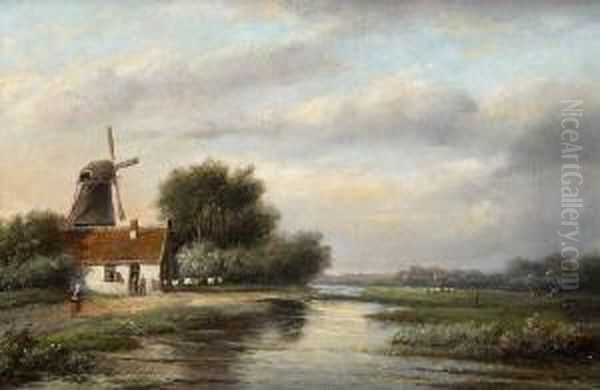 Hollandische
 Sommerlandschaft Oil Painting by Jan Jacob Coenraad Spohler