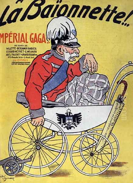 Imperial Gaga, caricature of Emperor Franz Josef of Austria 1867-1916, from La Baionnette, 5th August 1915 Oil Painting by Tancr&egrave;de Synave