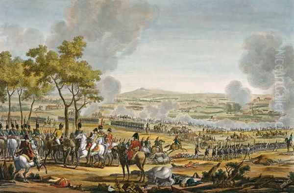 The Battle of Wagram, 7 July 1809, engraved by Louis Francois Mariage Oil Painting by Jacques Francois Joseph Swebach