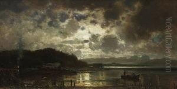 Mondnacht Am Starnberger
 See. Oil Painting by Adolf Stademann