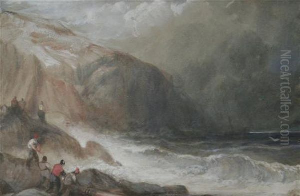 Wreckers On The Shore Oil Painting by William Clarkson Stanfield