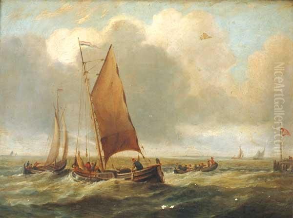 Partida De Barcos Pesqueros
 Oleo Sobre Tabla Oil Painting by William Clarkson Stanfield