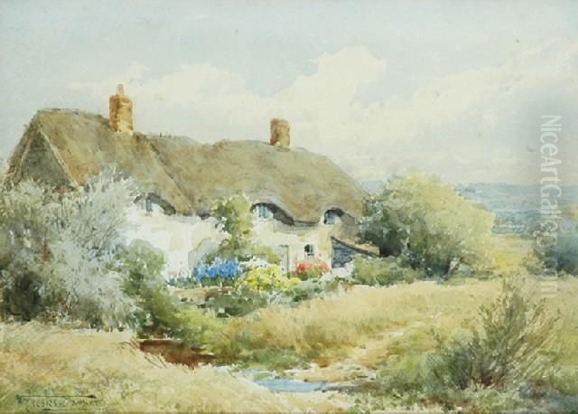 Thatched Cottage Oil Painting by Henry John Sylvester Stannard