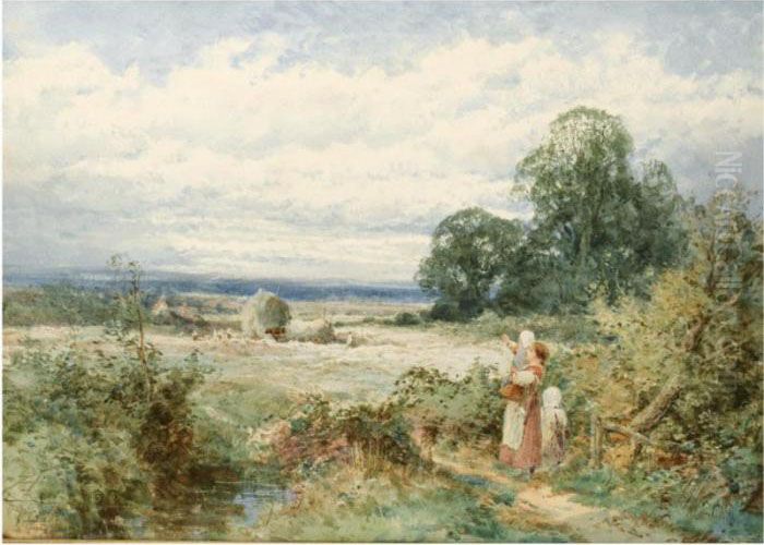 Harvesting At Eversholt, Bedfordshire Oil Painting by Henry John Sylvester Stannard