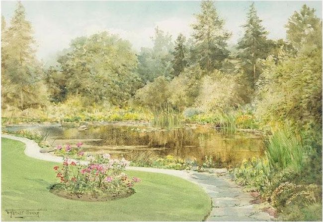 The Garden Pond Oil Painting by Henry John Sylvester Stannard