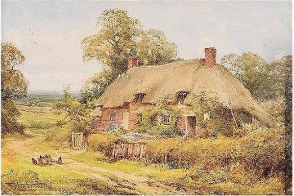 Cottage Garden Oil Painting by Henry John Sylvester Stannard