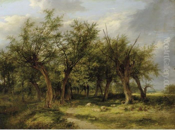 Willows By A Watercourse Oil Painting by James Stark