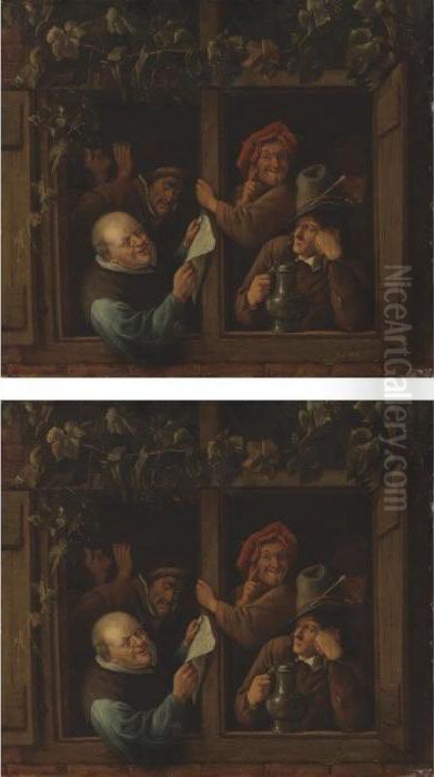 Property From The Estate Of Arthur Wiederkehr
 

 
 
 

 
 The Rhetoricians At A Window Oil Painting by Jan Steen