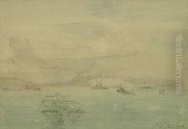 Shipping Off The Coast Oil Painting by Philip Wilson Steer