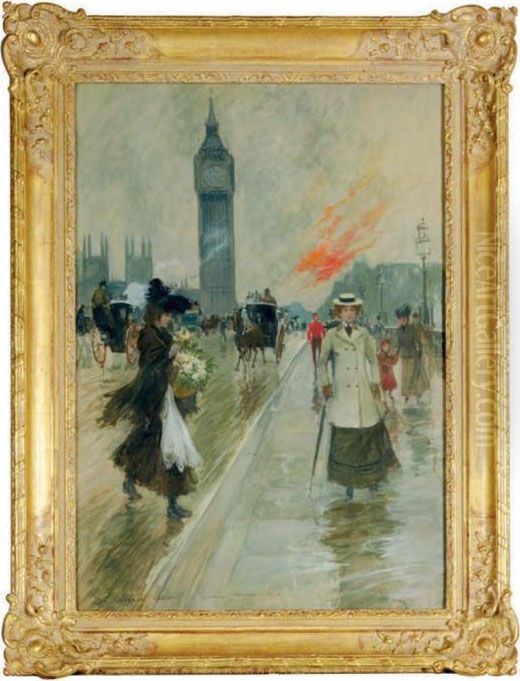 Westminster Bridge, London Oil Painting by Georges Stein